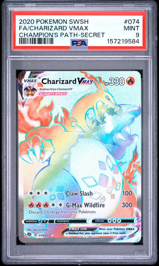 2020 POKEMON SWORD & SHIELD CHAMPION'S PATH SECRET FULL ART/CHARIZARD VMAX PSA 9