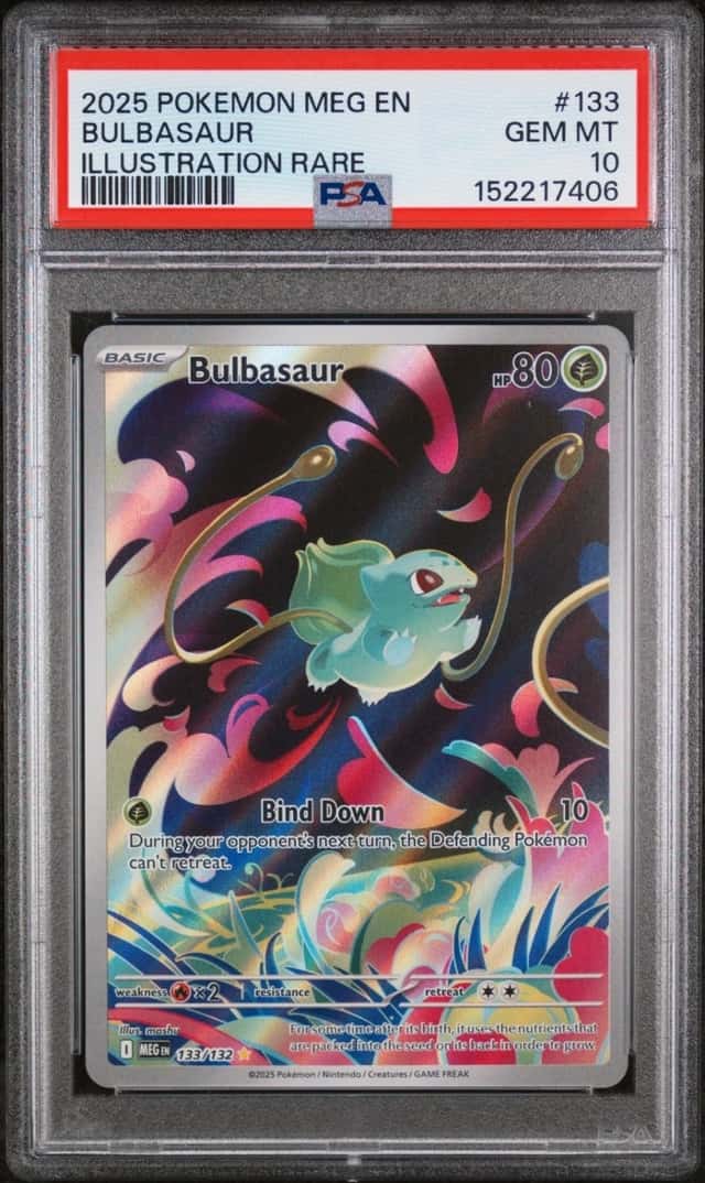 2025 POKEMON BULBASAUR ILLUSTRATION RARE MEGA EVOLUTION #133 PSA 10
