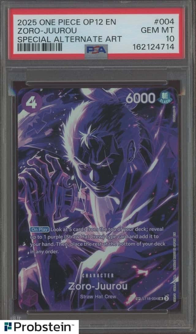 2025 One Piece OP12 EN Special Alternate Art #004 Zoro-Juurou PSA 10 GEM MINT