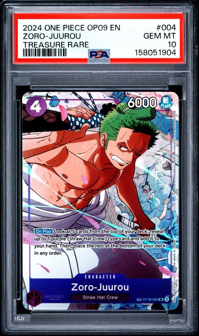 2024 ONE PIECE OP09-EMPERORS IN THE NEW WORLD TREASURE RARE ZORO-JUUROU PSA 10
