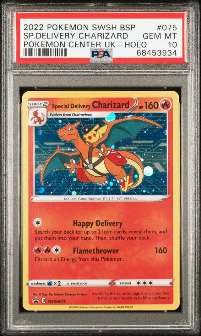 2022 Pokemon Sword & Shield Promo Center UK Holo Special Delivery Charizard #SWSH075 PSA 10 GEM