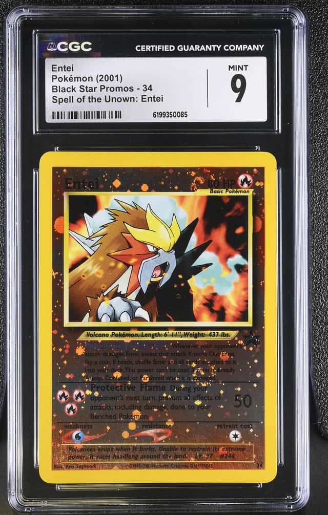 2001 Pokemon Black Star Promo Spell Of The Unown Reverse Holo Entei #34 CGC 9 MINT