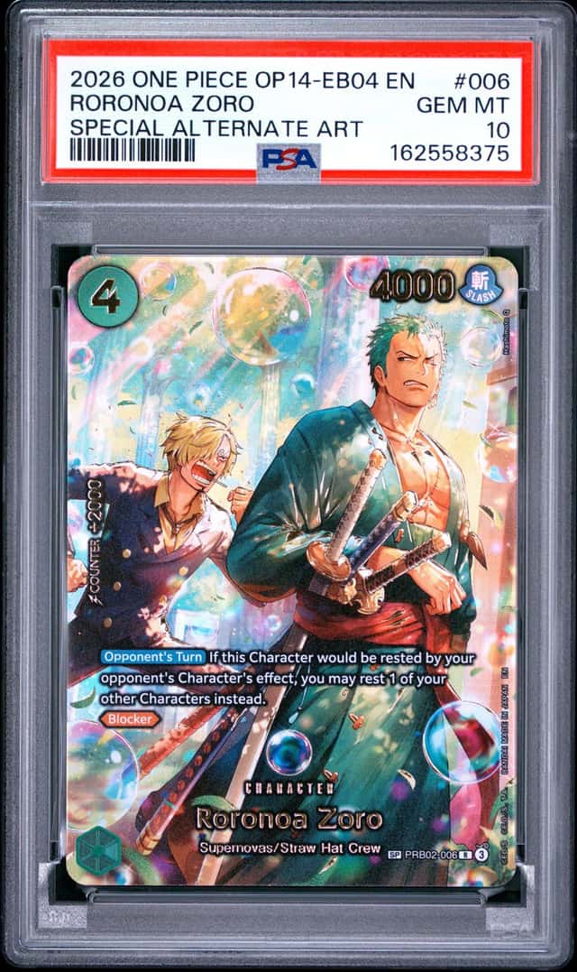 2026 ONE PIECE THE AZURE SEA'S SEVEN SPECIAL ALT ART #006 RORONOA ZORO PSA 10