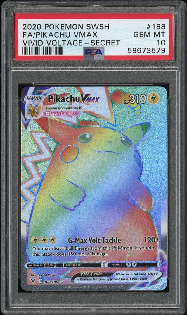 2020 Pokemon Sword & Shield Vivid Voltage Rainbow Rare Pikachu VMAX #188 PSA 10 GEM MINT