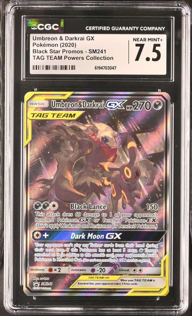 2020 Pokemon Sun & Moon Promo Tag Team Powers Full Art Umbreon & Darkrai Gx #SM241 CGC 7.5