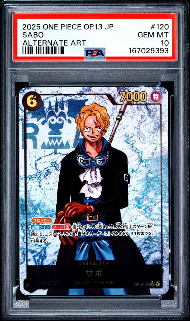 2025 ONE PIECE JAPANESE OP13-CARRYING ON HIS WILL ALTERNATE ART #120 SABO PSA 10