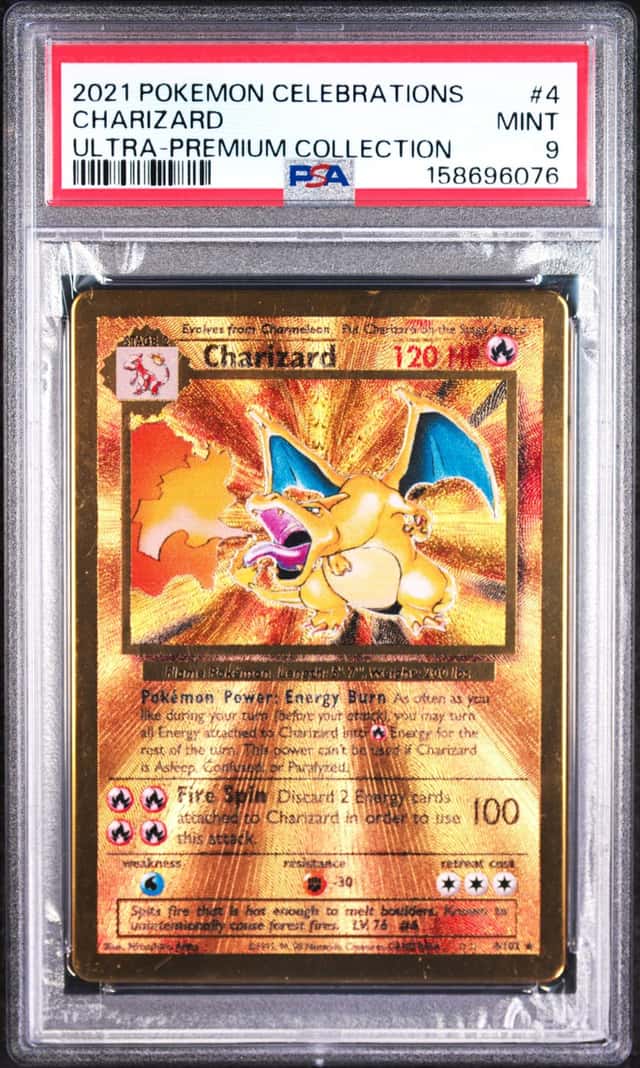 Pokémon Celebrations Ultra-Premium Collection Gold Metal Charizard #4 PSA 9