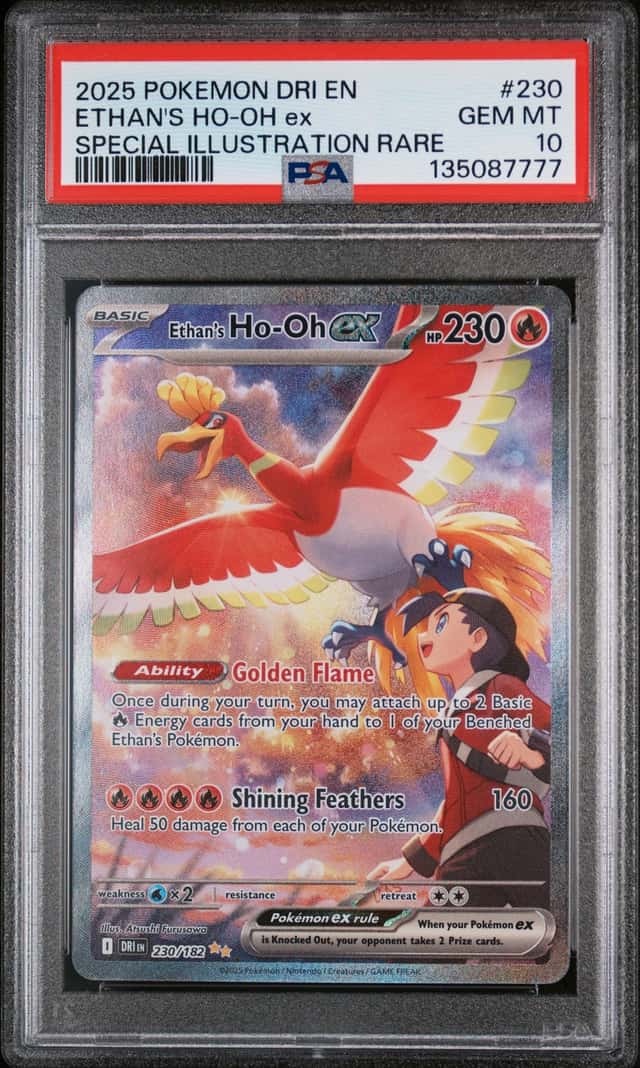 2025 POKEMON DRI EN-DESTINED RIVALS #230 ETHAN'S HO-OH EX PSA 10