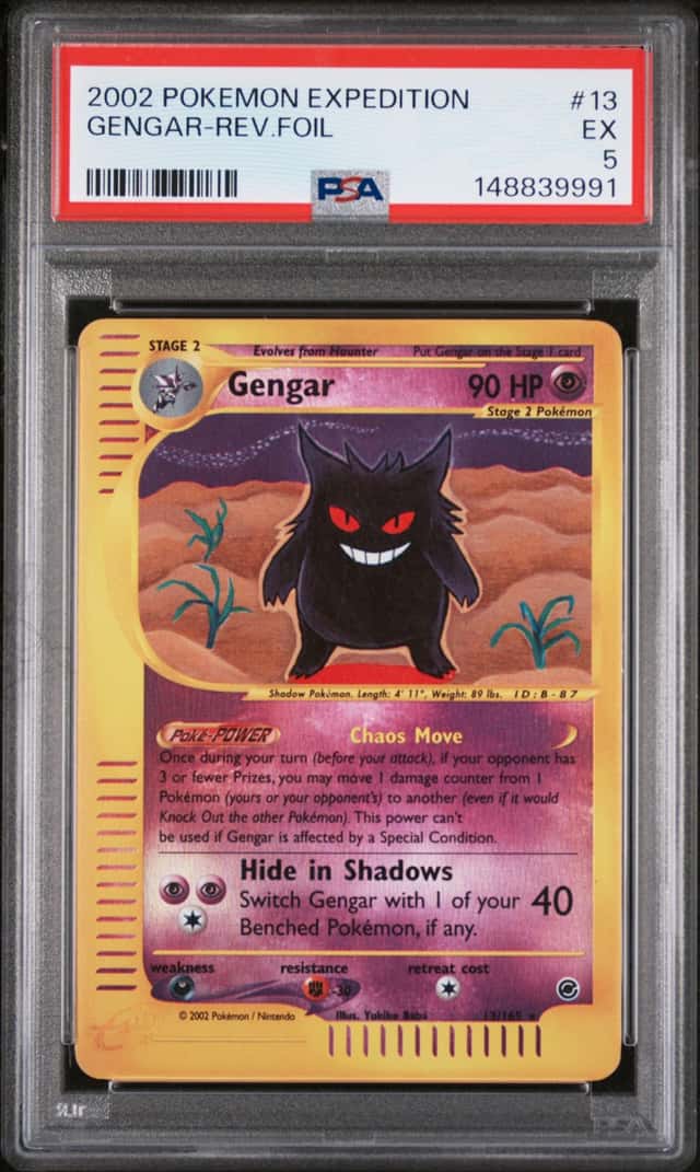 Pokemon Cards PSA 5 EX Gengar Rev Foil Expedition 2002 E-Series 13/165 + Case