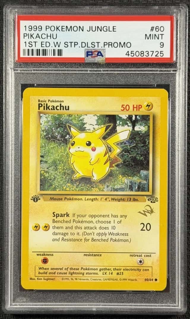 Pokemon Cards PSA 9 MINT Pikachu 1st Ed Jungle W STAMPED 1999 WotC Promo 60/64