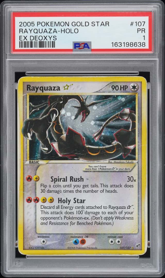 2005 Pokemon Gold Star EX Deoxys #107 Rayquaza Holo PSA 1 PR