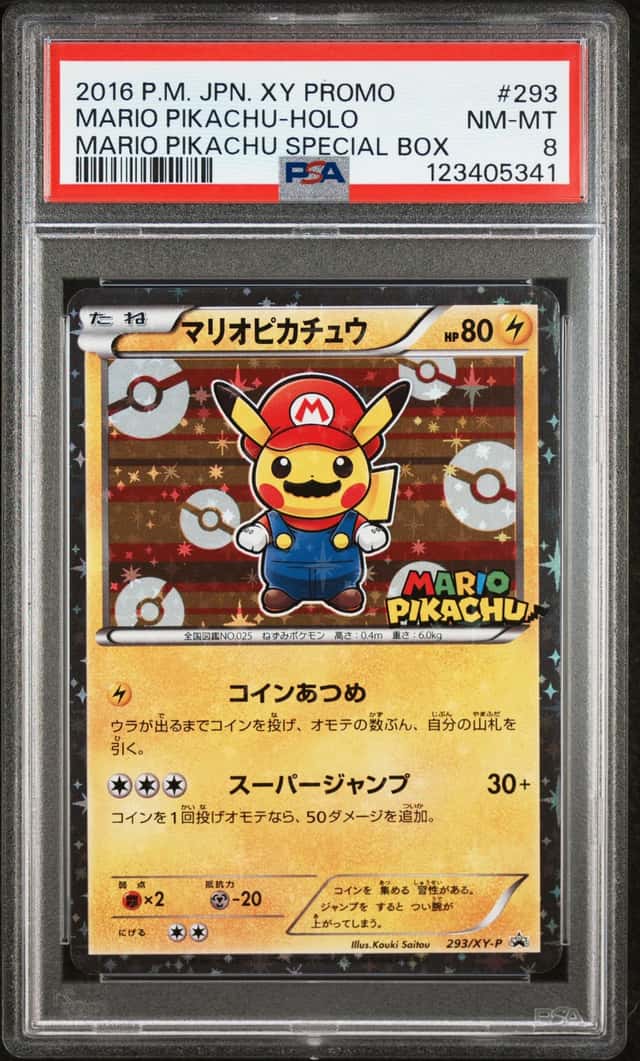 2016 Pokemon Japanese XY Promo Special Box #293 Mario Pikachu Holo PSA 8