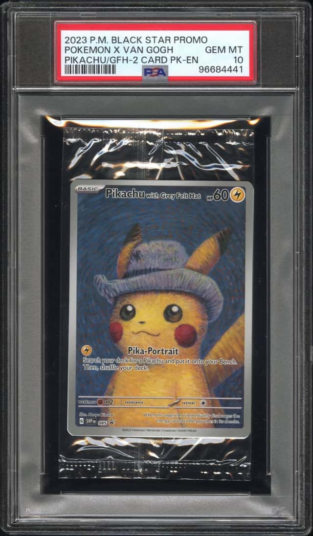 2023 Pokemon x Van Gogh PIKACHU WITH GREY FELT HAT PACK #SVPen Promo PSA 10