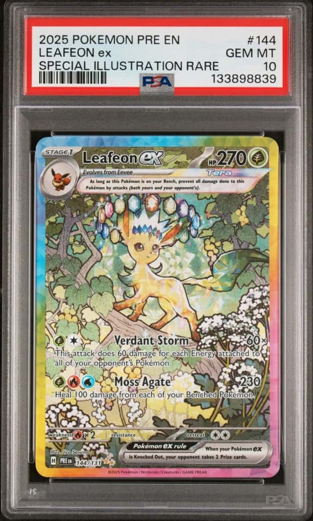 Pokemon Leafeon ex Prismatic Evolutions 144/131 Special Illustration Rare PSA 10