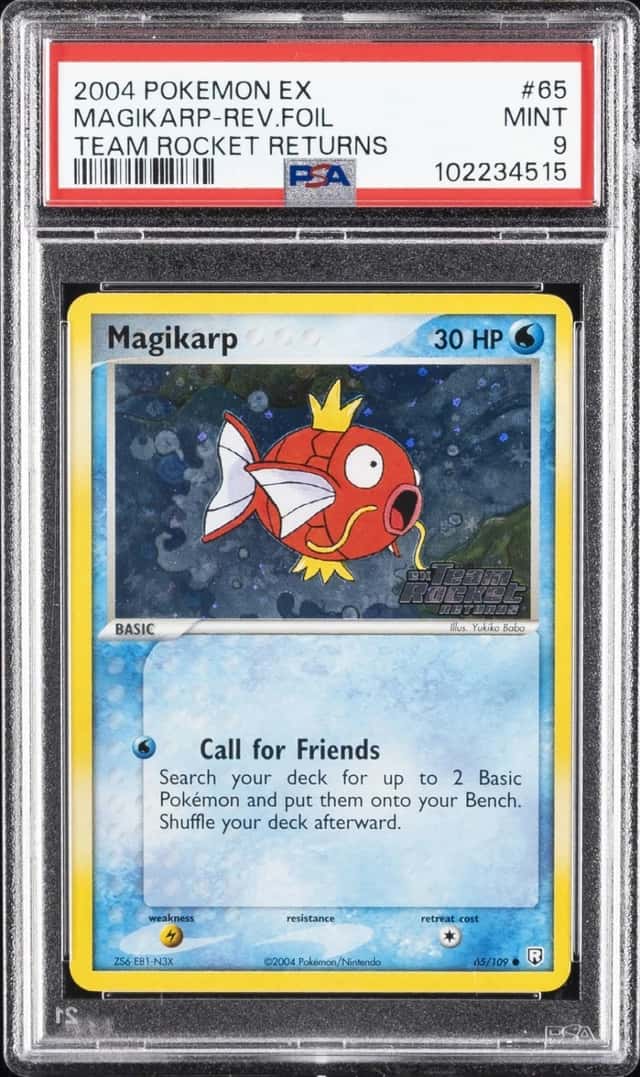 Pokemon Magikarp Reverse Holo Team Rocket Returns 65/109 PSA 9