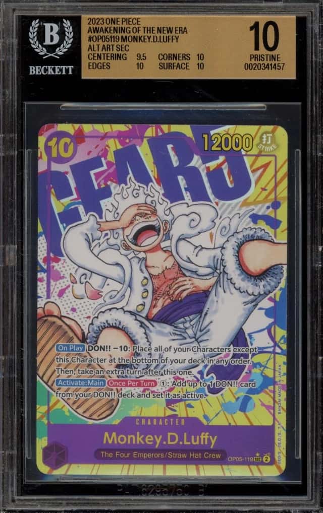 One Piece Monkey D. Luffy Alt Art Sec OP05-119 BGS 10 Pristine