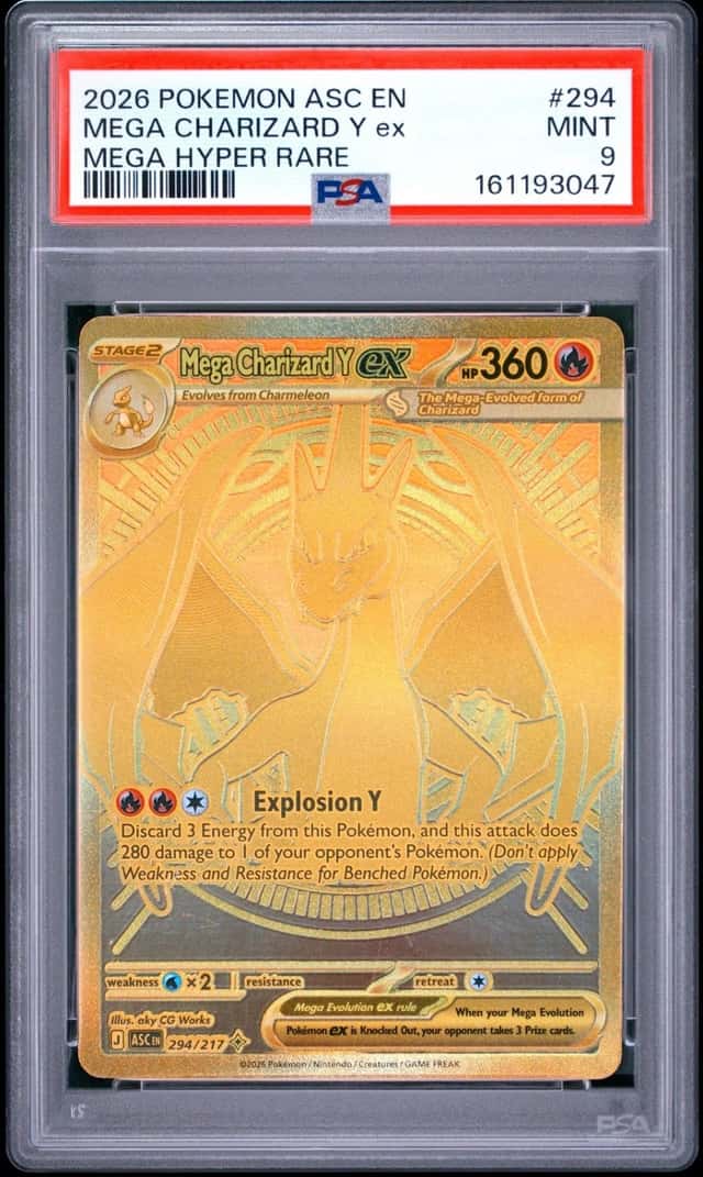 2026 POKEMON ASCENDED HEROES MEGA HYPER RARE #294 MEGA CHARIZARD Y EX PSA 9