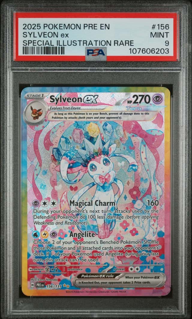 2025 Pokemon Sylveon ex 156/131 Prismatic Evolutions SIR Rare Holo PSA 9
