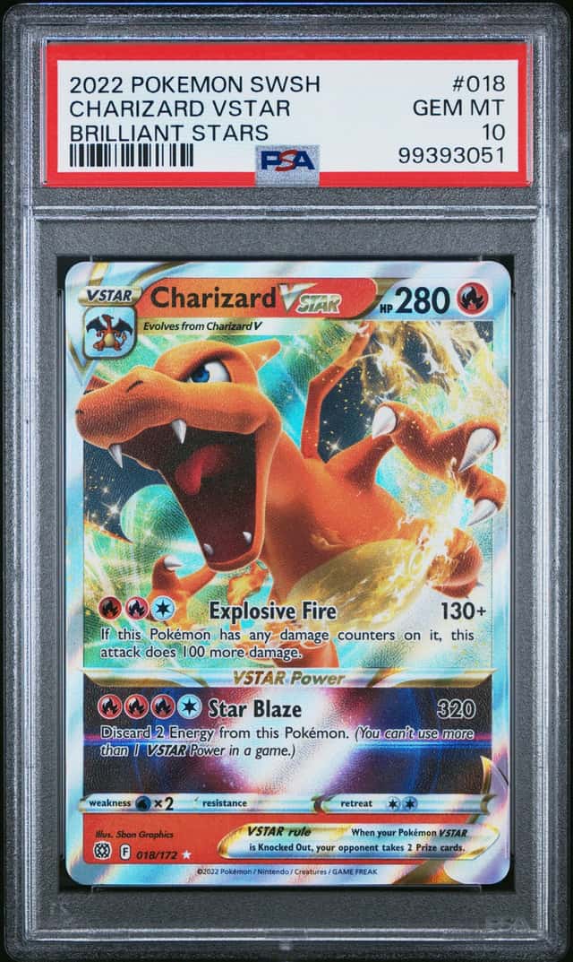Pokemon TCG Charizard VSTAR Holo Card 018/172 Brilliant Stars Swsh09 PSA 10