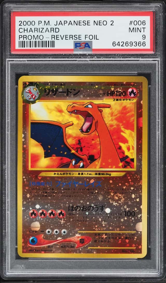 2000 Pokemon Japanese Neo 2 Promo Reverse Holo Charizard #6 PSA 9 MINT