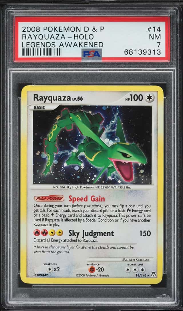 2008 Pokemon Diamond & Pearl Legends Awakened Holo Rayquaza #14 PSA 7 NRMT