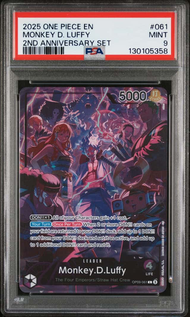 2025 One Piece EN 2nd Anniversary Set #061 Monkey D. Luffy PSA 9 MINT