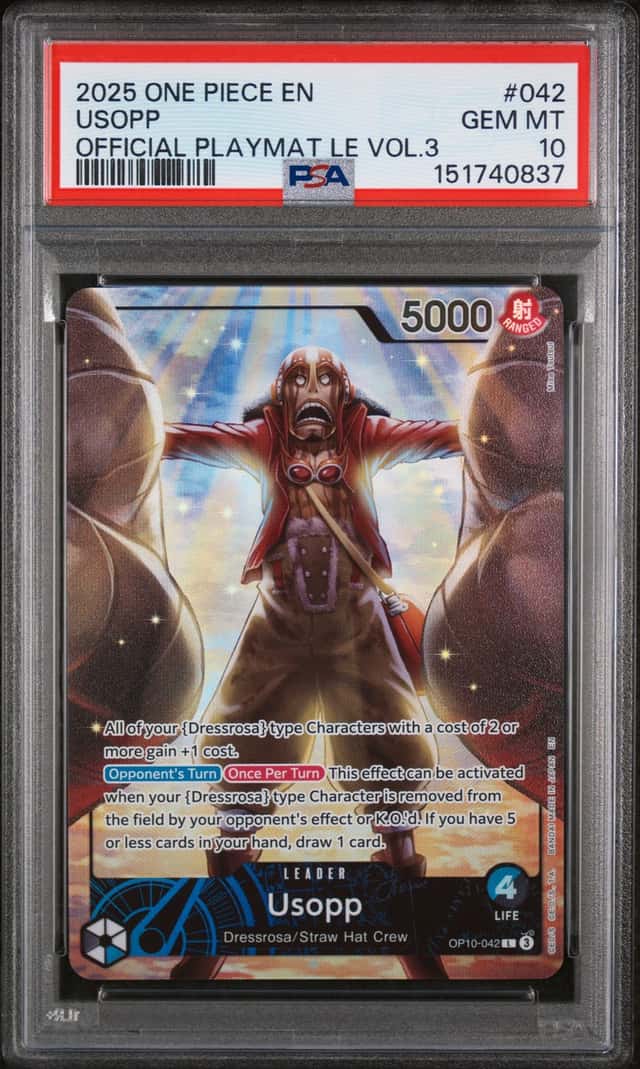 One Piece 2025 Usopp OP10-042 Leader Official Playmat LE Vol.3 GEM MINT PSA 10