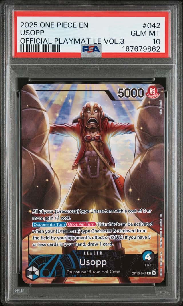 2025 One Piece Official Playmat LE Volume 3 Usopp #OP10-042 PSA 10 GEM MINT