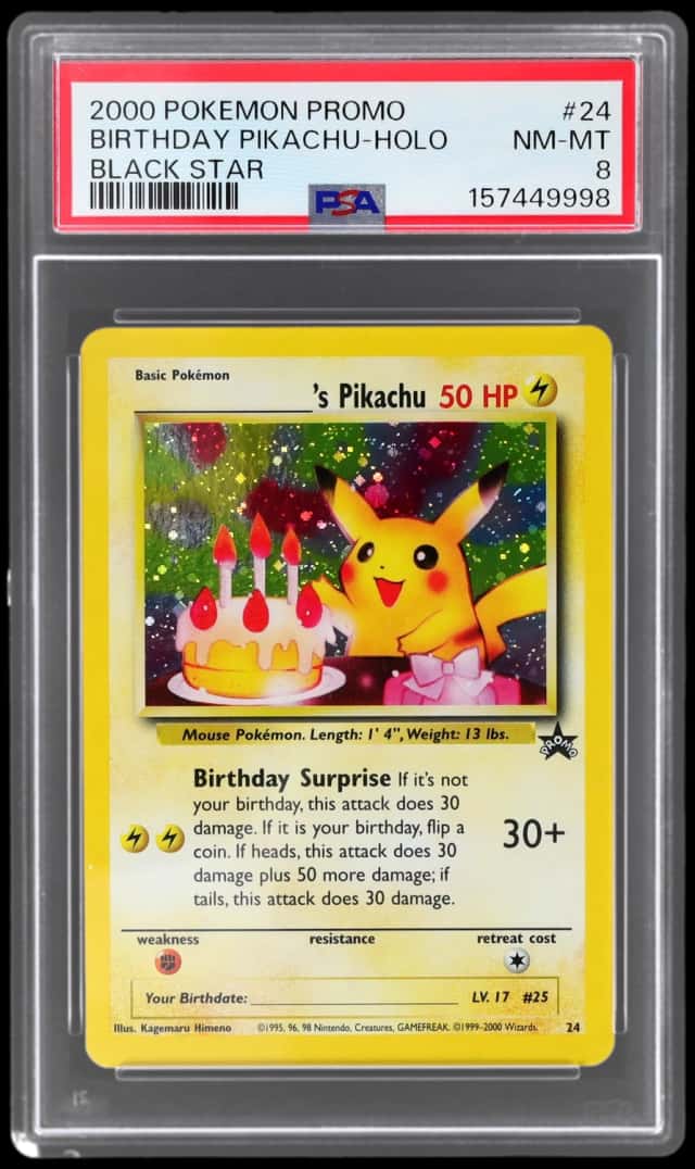 2000 Pokemon Wizards of the Coast Black Star Promo Holo Birthday Pikachu #24