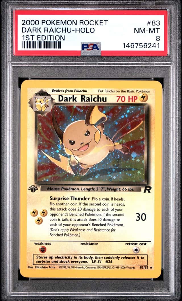 2000 Pokemon Team Rocket 1st Edition Holo Dark Raichu #83