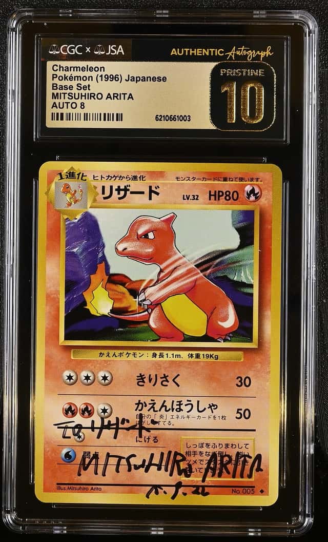1996 Pokemon Japanese Base Set #005 Charmeleon Signed by Mitsuhiro Arita - CGC PRISTINE 10, CGC 8