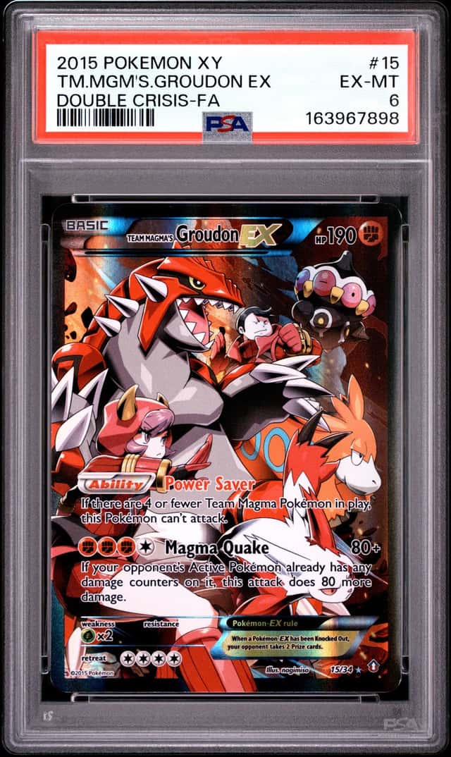 Pokemon 2015 XY Double Crisis Team Magma's Groudon EX 15/34 Holo PSA 6