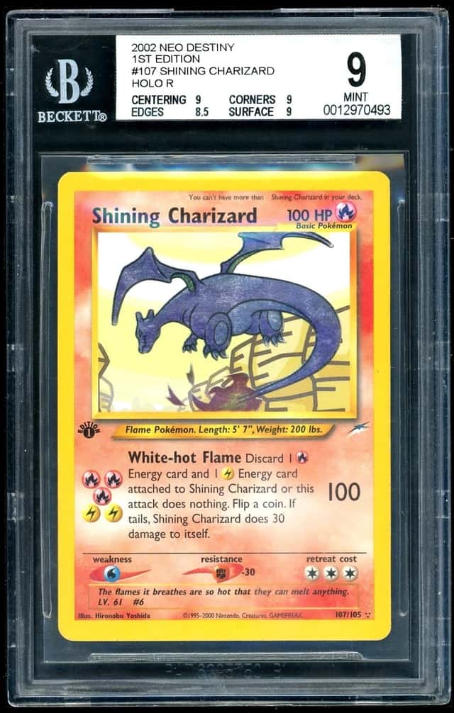 2002 Pokemon Shining Charizard HOLO R Neo Destiny 1st Edition BGS 9