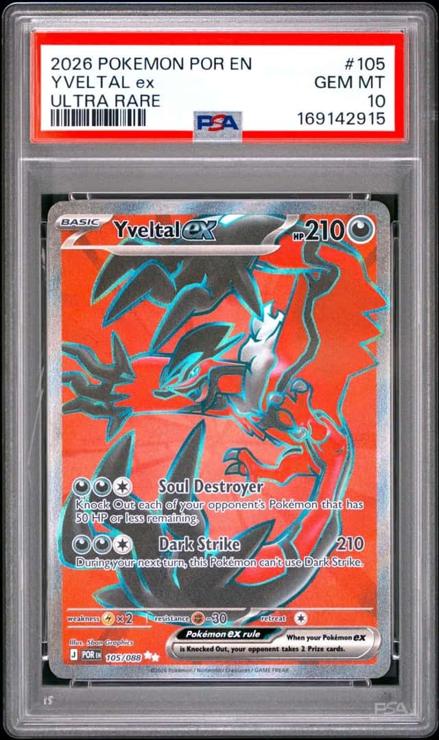 2026 POKEMON POR EN-PERFECT ORDER ULTRA RARE #105 YVELTAL EX PSA 10
