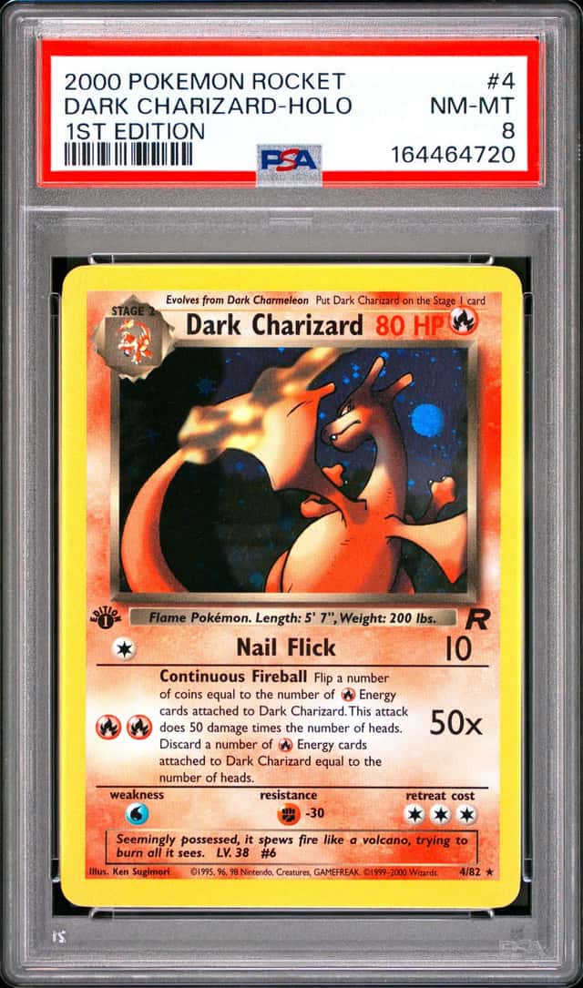2000 POKEMON ROCKET 1ST EDITION #4 DARK CHARIZARD-HOLO PSA 8