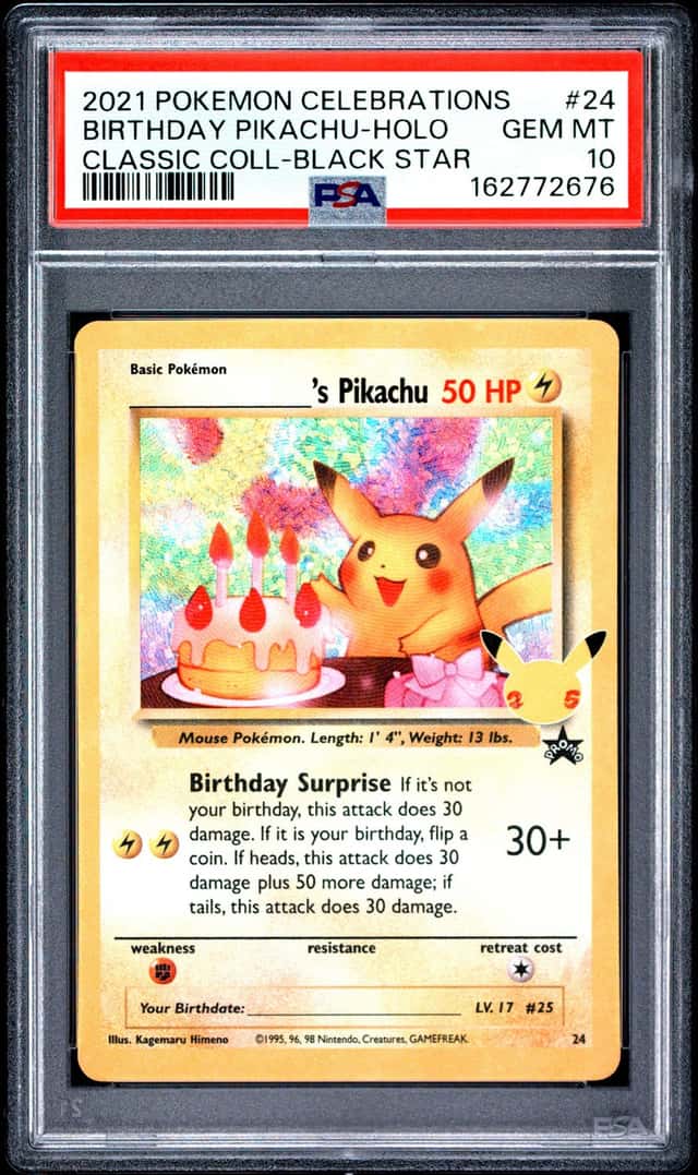 2021 POKEMON CELEBRATIONS CLASSIC COLLECTIONBIRTHDAY PIKACHU-HOLO 24 PSA 10