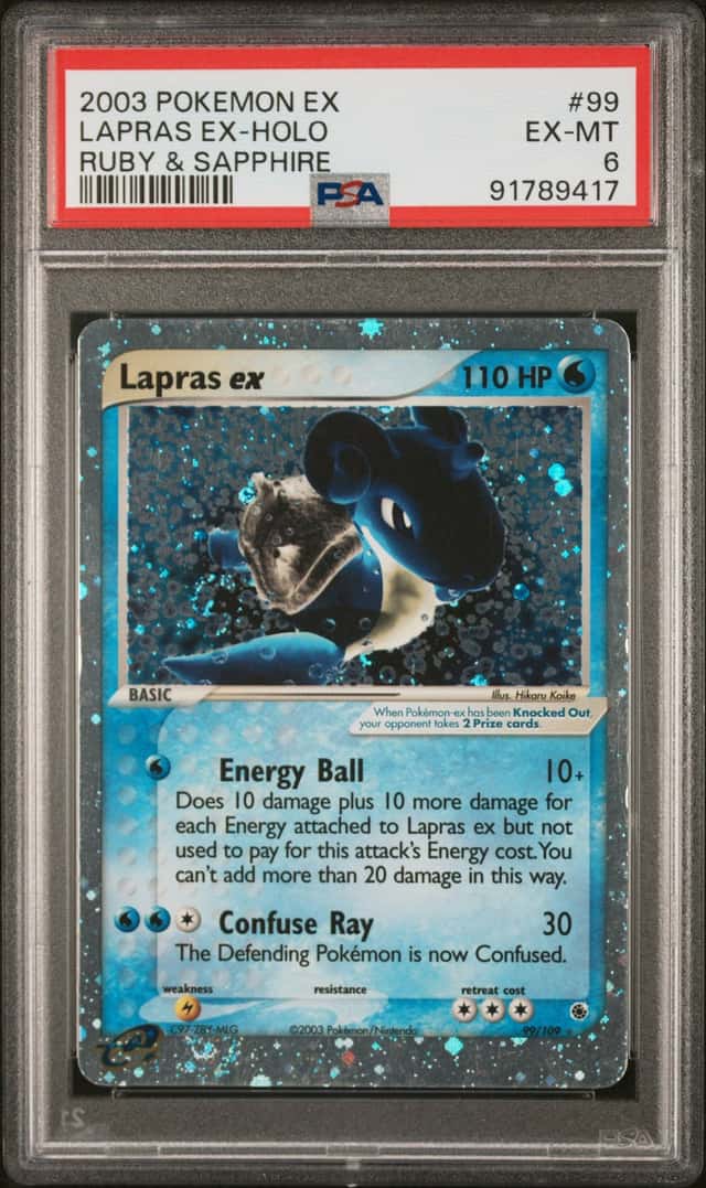 Pokemon 2003 Lapras EX 99/109 Holo Ruby & Sapphire PSA 6