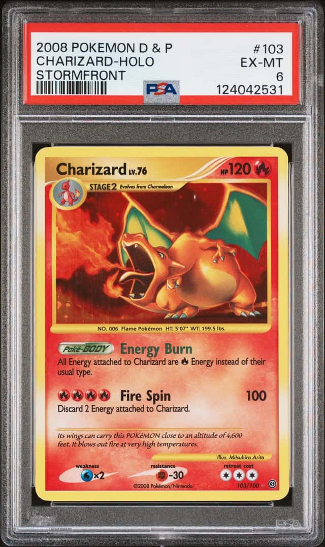 2008 POKEMON DIAMOND & PEARL STORMFRONT #103 CHARIZARD-HOLO PSA 6