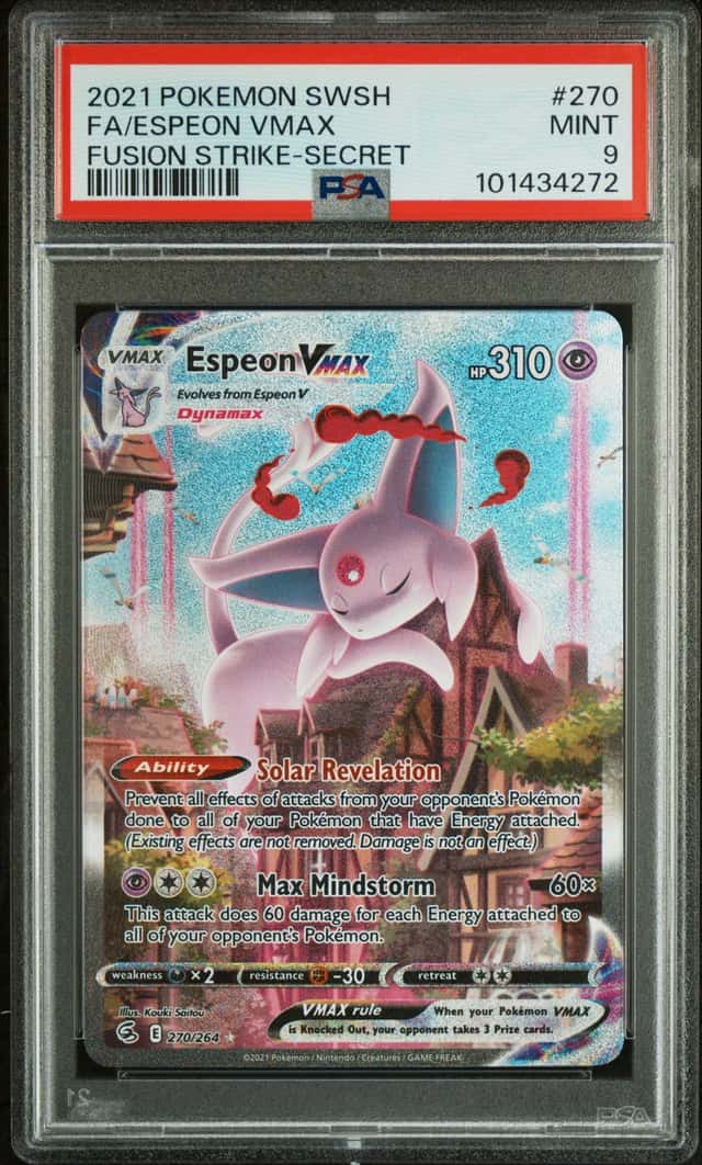 2021 Pokemon Sword & Shield Fusion Strike-Secret FA Espeon VMAX #270/264 PSA 9