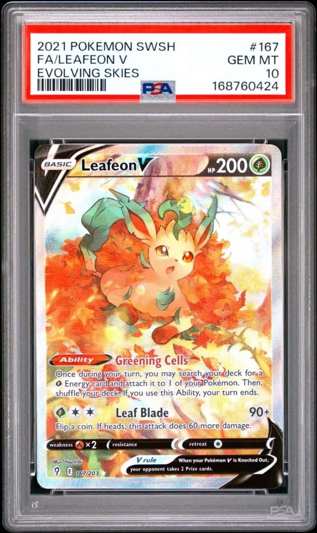 Pokemon Leafeon V Full Art Sword & Shield Evolving Skies #167 PSA 10 Gem Mint