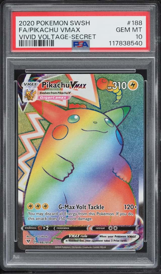 2020 Pokemon Sword & Shield Vivid Voltage Rainbow Rare Pikachu VMAX #188 PSA 10 GEM MINT