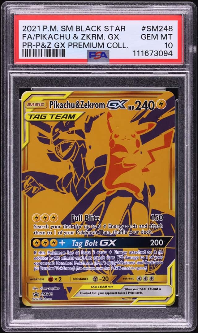 2021 Pokemon Sun & Moon Promo Premium Full Art Pikachu & Zekrom GX #SM248 PSA 10 GEM MINT
