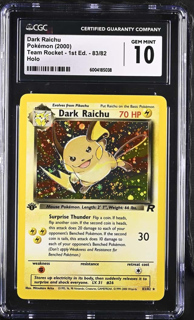 2000 Pokemon Dark Raichu Team Rocket 1st Ed Holo 83/82 CGC 10 SWIRL