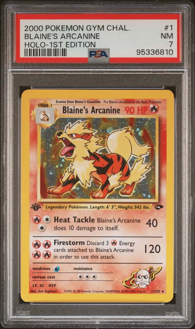 POKEMON BLAINE'S ARCANINE 2000 GYM CHALLENGE #1 1ST EDITION HOLO PSA 7