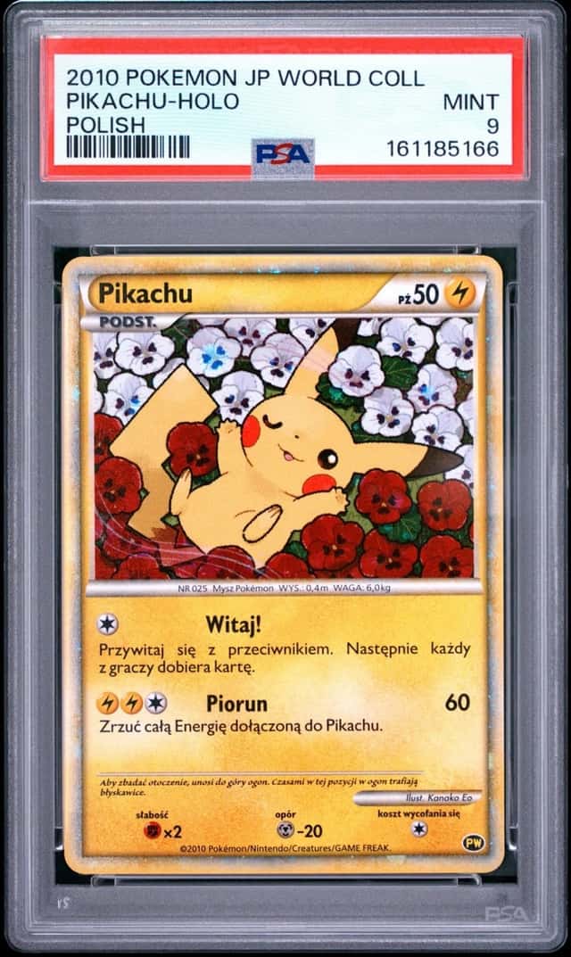 2010 POKEMON JAPANESE WORLD COLLECTION POLISH PIKACHU-HOLO PSA 9