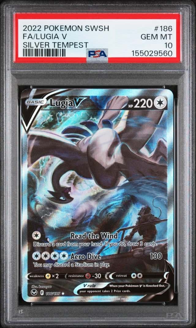 2022 POKEMON SWORD & SHIELD SILVER TEMPEST #186 FULL ART/LUGIA V PSA 10
