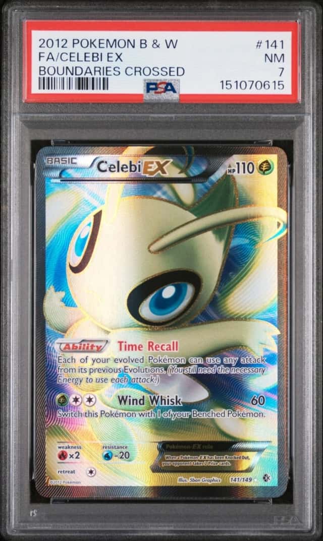 2012 POKEMON BLACK & WHITE BOUNDARIES CROSSED #141 FULL ART/CELEBI EX PSA 7