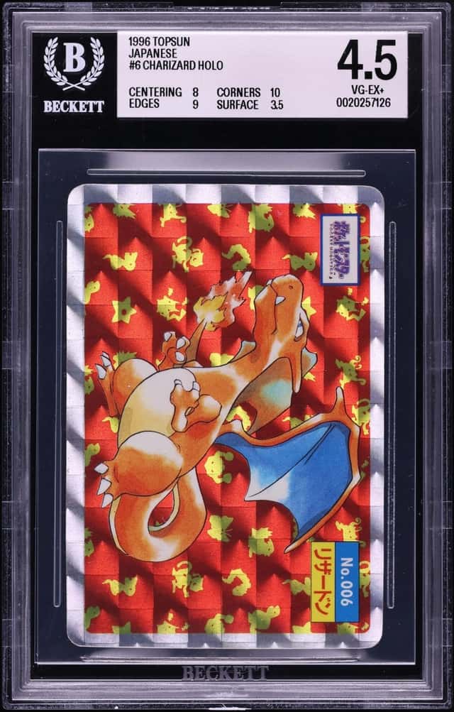 1996 Pokemon Japanese Topsun Block Holo Charizard #6 BGS 4.5 VGEX+