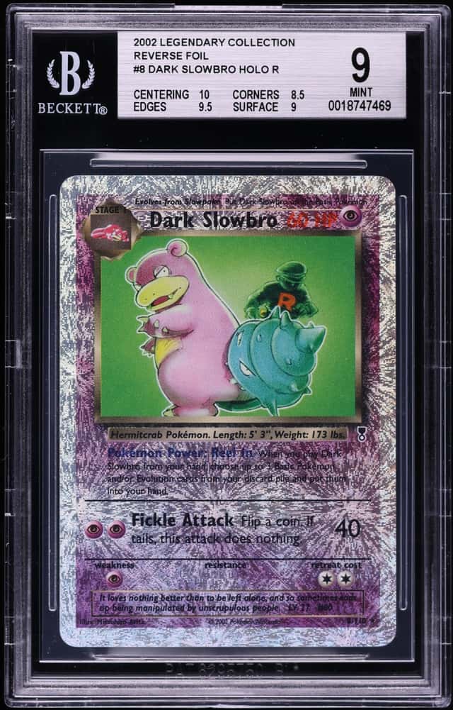 2002 Pokemon Legendary Collection Reverse Holo Dark Slowbro #8 BGS 9 MINT