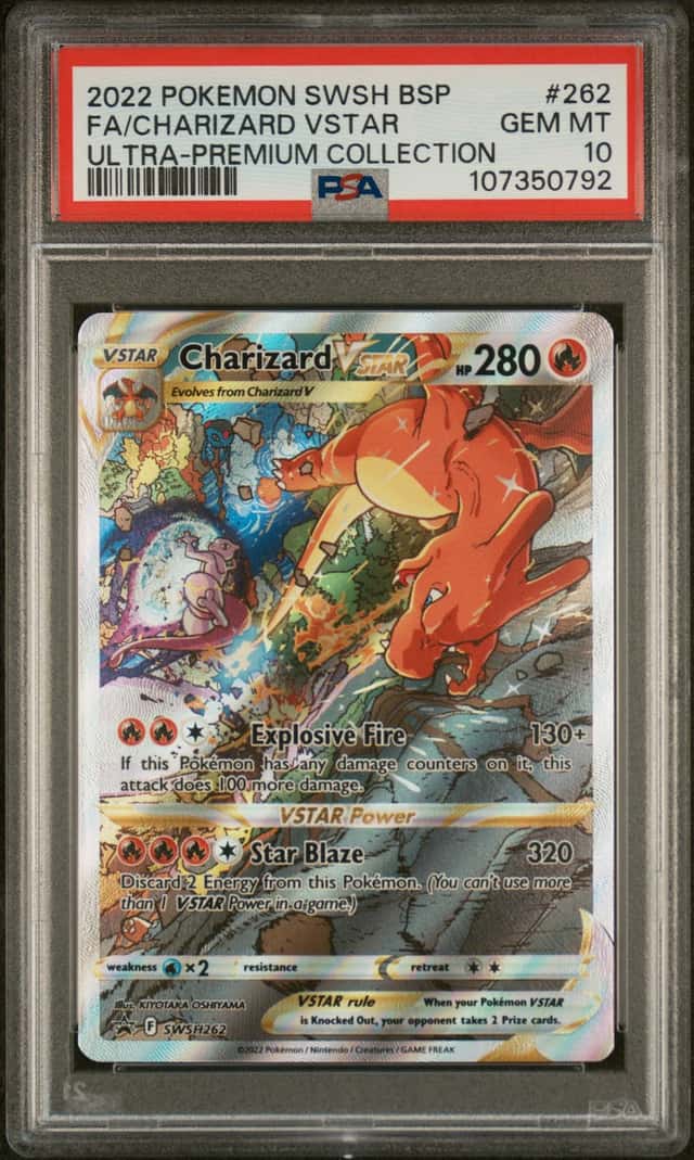 2022 Pokemon SWSH BSP Ultra Premium UPC #262 FA Charizard VSTAR PSA 10 GEM MINT
